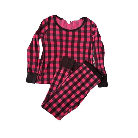 Women's Victoria's Secret Pink Plaid Thermal 2 Piece Pajama Sleep Set Med - Picture 1 of 16